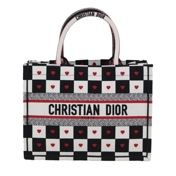 DIOR DIOR Amour Book Tote Tote Bag Canvas Black White - Picture 1 of 12